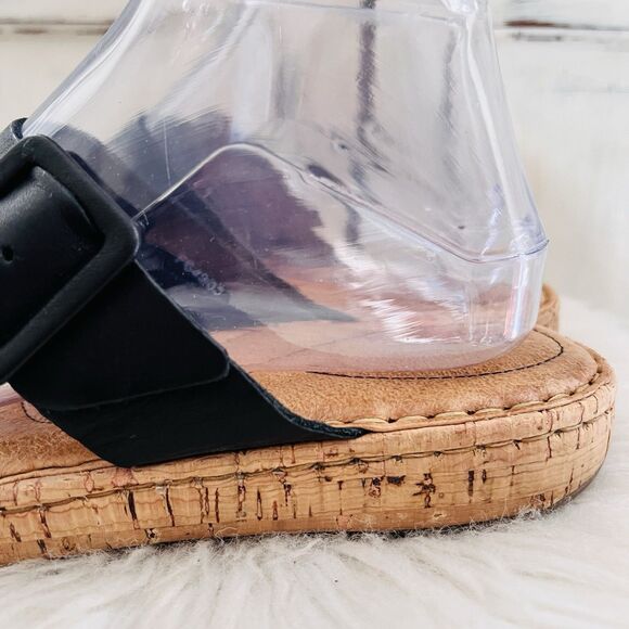 Born Boc Black Leather Slip on Cork Bed Comfort Thong Sandals - Size US9 EU40.5 - Picture 3 of 6